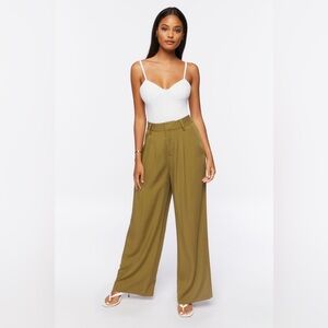 Forever 21 Wide Leg High Rise Pleated Pants Cigar M NWT